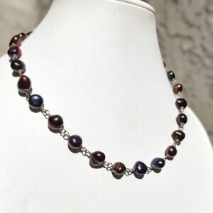 Silpada Freshwater Pearl Necklace N1183 Purple Black Iridescent Sterling Silver